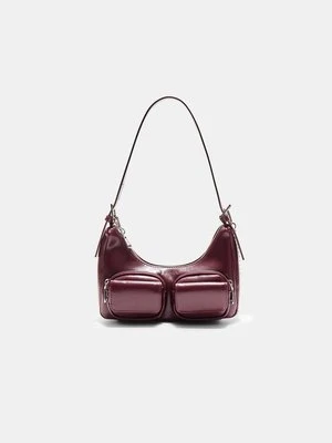 Stradivarius Mini torebka na ramię z kieszonkami  Wiśniowy