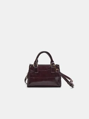 Stradivarius Mini torebka typu tote z efektem kokosa  Wiśniowy