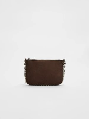 Stradivarius Mini torebka z koralikami z efektem zamszu  Brązowy