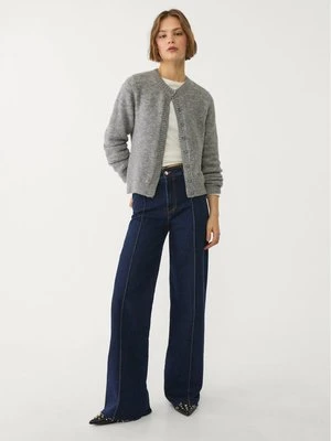 Stradivarius Minimalistyczne jeansy z przeszyciami  Ciemnoniebieski