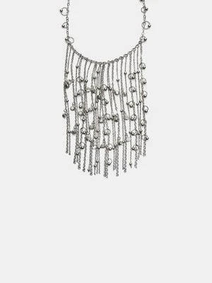 Stradivarius Naszyjnik kaskadowy z koralikami  Szary