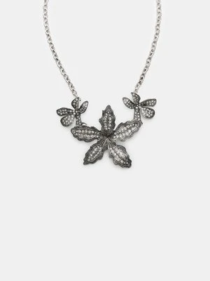 Stradivarius Naszyjnik kwiaty z brokatem  Szary