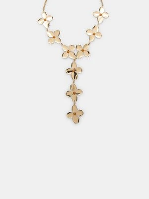 Stradivarius Naszyjnik lariat kwiaty Złoty
