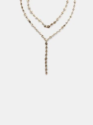 Stradivarius Naszyjnik lariat romby  Złoty