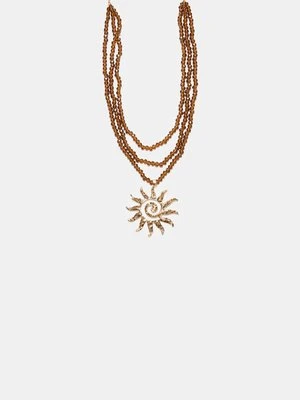 Stradivarius Naszyjnik słońce z koralikami  Złoty