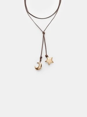 Stradivarius Naszyjnik sznureczek księżyc i gwiazda  Złoty