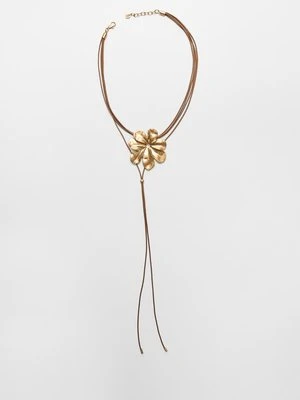 Stradivarius Naszyjnik sznureczek z kwiatem  Złoty