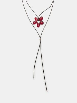 Stradivarius Naszyjnik sznurek kwiat  Brązowy