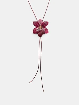 Stradivarius Naszyjnik sznurek kwiat orchidei  Fuksja