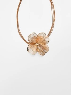 Stradivarius Naszyjnik sznurkowy z dużym kwiatem  Złoty
