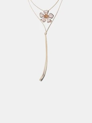 Stradivarius Naszyjnik sznurkowy z kwiatem  Ecru