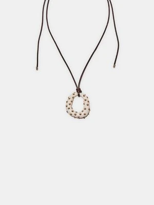 Stradivarius Naszyjnik sznurkowy z zawieszką  Ecru