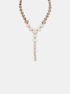 Stradivarius Naszyjnik typu lariat z emaliowaną teksturą  Ecru