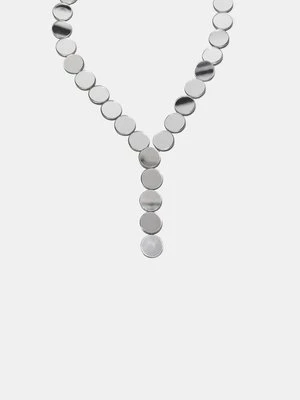 Stradivarius Naszyjnik typu lariat z kółek  Szary