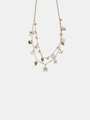 Stradivarius Naszyjnik wielofunkcyjny z mini zawieszkami morskimi  Złoty