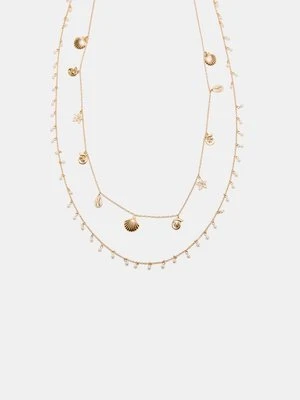 Stradivarius Naszyjnik wielopozycyjny z mini zawieszkami morskimi  Złoty