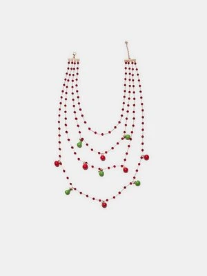 Stradivarius NASZYJNIK Z WIELEMA ZAWIESZKAMI W KSZTAŁCIE OWOCÓW  Czerwony
