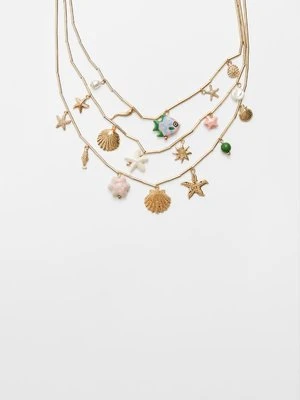 Stradivarius Naszyjnik z wieloma zawieszkami Podwodny świat  Złoty