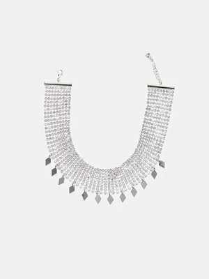 Stradivarius Obroża choker z połyskiem i zawieszkami  Szary