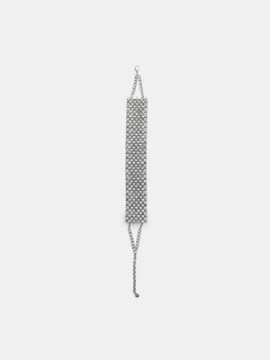 Stradivarius Obroża choker z połyskiem  Szary