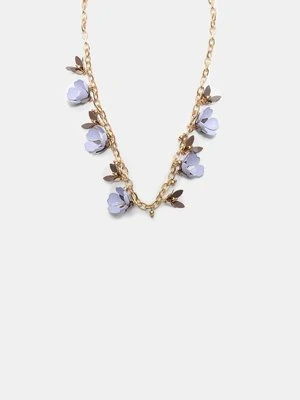 Stradivarius Obroża z zawieszkami w kwiaty  Ecru