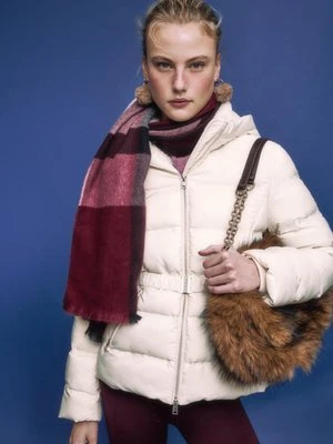 Stradivarius Ocieplana kurtka z Kaptur i paskiem  Waniliowy