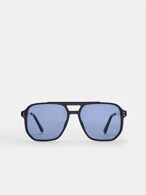 Stradivarius Okulary przeciwsłoneczne retro z kolorowymi szkłami  Niebieski