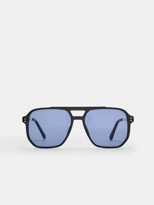 Stradivarius Okulary przeciwsłoneczne retro z kolorowymi szkłami  Niebieski