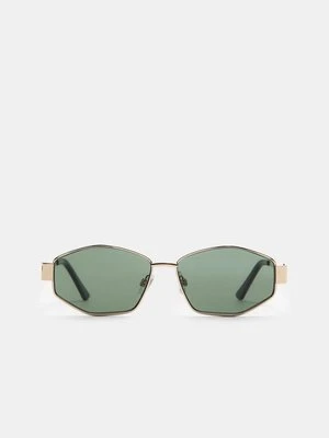 Stradivarius Okulary przeciwsłoneczne sześciokątne  Khaki