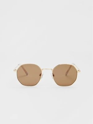 Stradivarius Okulary przeciwsłoneczne w sześciokątnych metalowych oprawkach  Brązowy