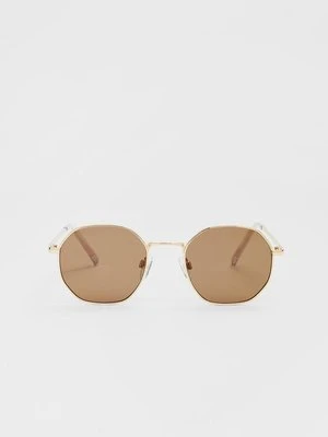Stradivarius Okulary przeciwsłoneczne w sześciokątnych metalowych oprawkach  Brązowy