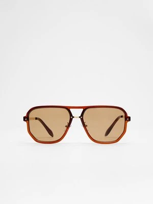 Stradivarius Okulary przeciwsłoneczne z łączonych materiałów  Brązowy