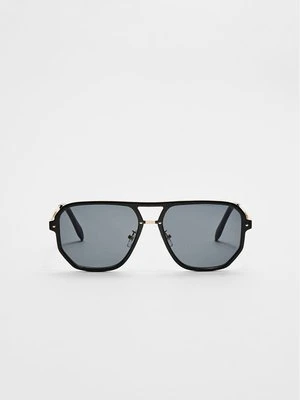 Stradivarius Okulary przeciwsłoneczne z łączonych materiałów  Czarny