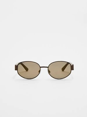 Stradivarius Okulary przeciwsłoneczne z metalowymi zausznikami  Brązowy