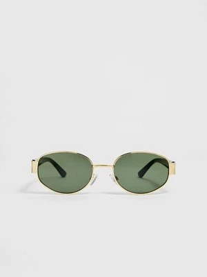 Stradivarius Okulary przeciwsłoneczne z metalowymi zausznikami  Czarny