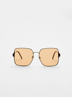 Stradivarius Okulary z metalowymi zausznikami  Brązowy