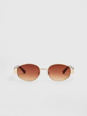 Stradivarius Okulary z metalowymi zausznikami  Brązowy