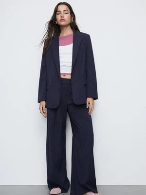 Stradivarius Otwarta marynarka w paski  Morski