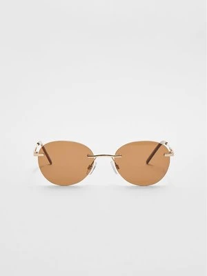 Zdjęcie produktu Stradivarius Owalne metalowe okulary przeciwsłoneczne  Brązowy