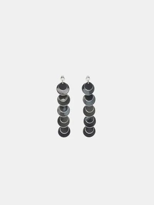 Stradivarius Owalne wiszące kolczyki  Szary