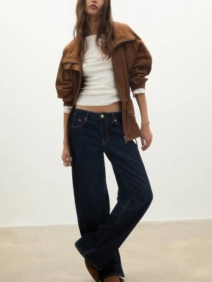 Stradivarius Parka do połowy uda ze sztucznej skóry  Brązowy