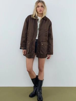Stradivarius Parka woskowana z wieloma kieszeniami  Brązowy