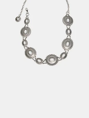 Stradivarius Pasek łańcuchowy z kwiatami  Szary