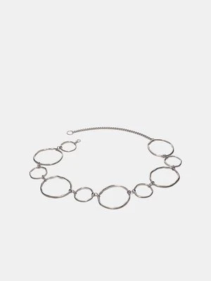 Stradivarius Pasek metalowy z dużymi owalami  Szary