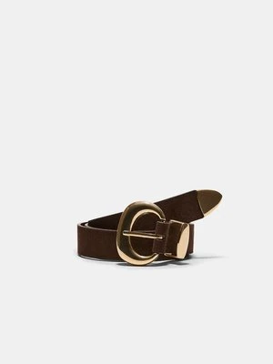 Stradivarius Pasek z grubą sprzączką  Brązowy