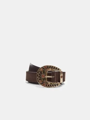 Stradivarius Pasek z klamrą o kontrastowym kolorze  Brązowy