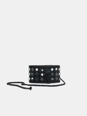 Stradivarius Pasek z lusterkami  Czarny