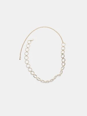 Stradivarius Pasek z metalowymi kółkami  Złoty