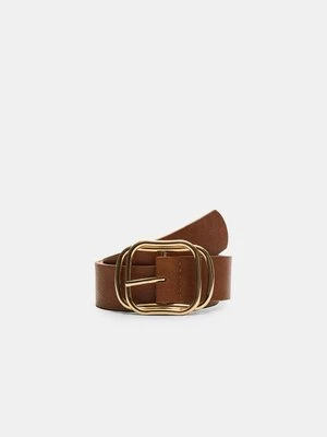 Stradivarius Pasek z ozdobną sprzączką  Brązowy