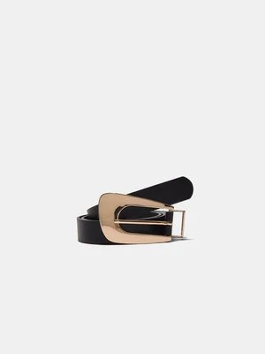 Stradivarius Pasek z wydłużoną klamrą  Czarny